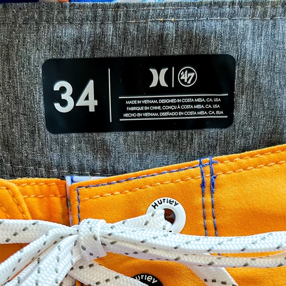 Hurley × '47 MLB New York Mets Orange Tropical Print Board Shorts Mens Sz 34 NWT - Picture 12 of 14